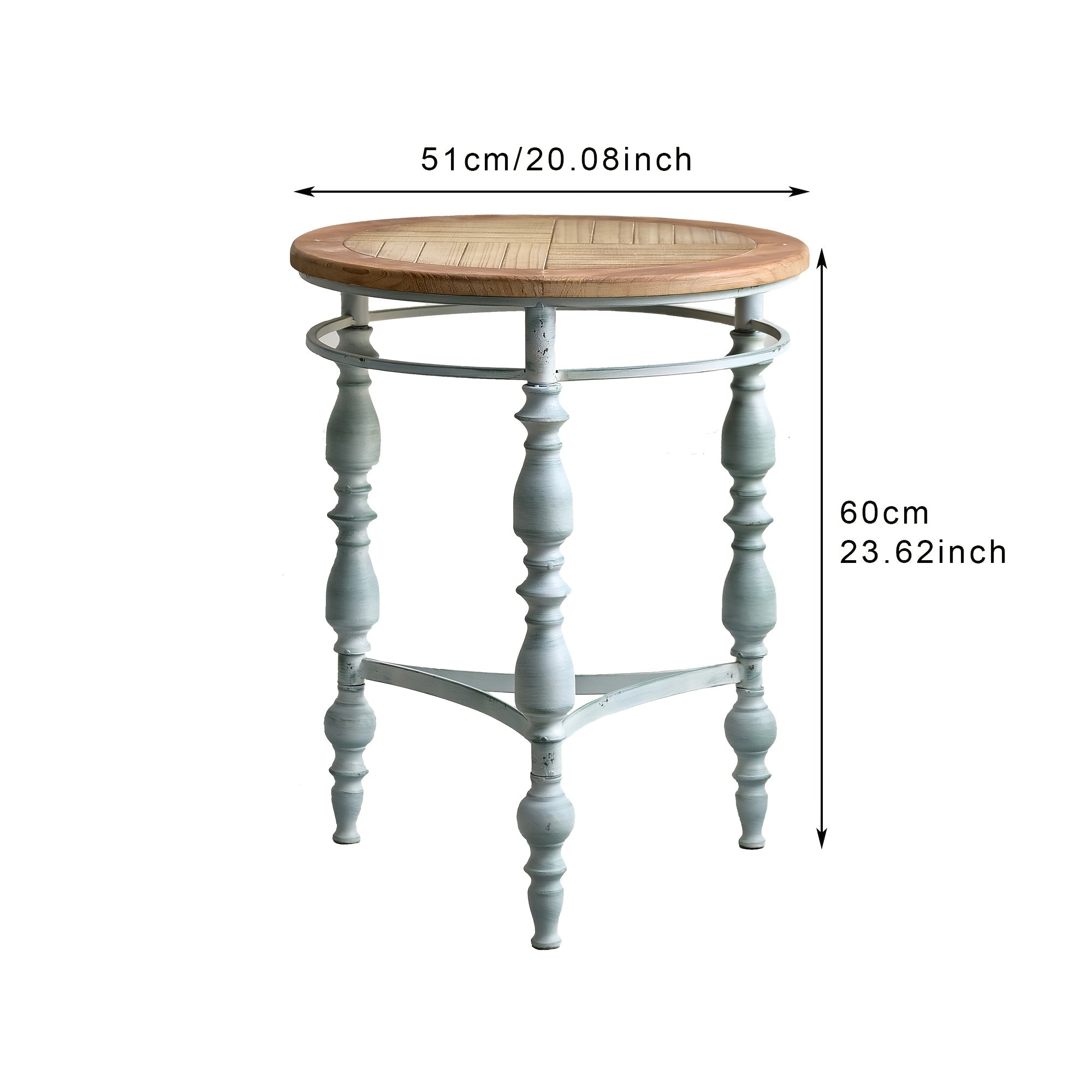 Rustic Small Wood Carved Round Coffee Table Shabby Chic Side Corner Table with Detachable Legs